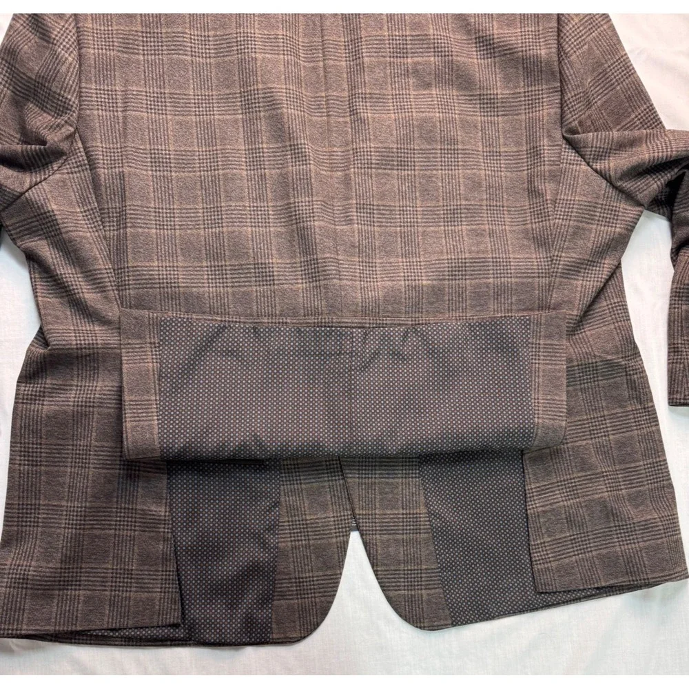 Shaquille O'Neal XLG Men 52R Brown Glen Plaid Stretch Sport Coat Blazer